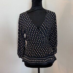 Faithfull the Brand x Anthropologie Floral Wrap Blouse Black Size S